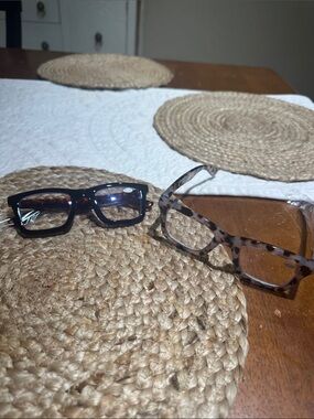 Rectangular Reading (but with 0 power) Glasses - Black and Tortoiseshell